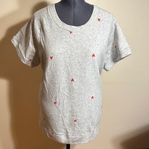 Sonoma Gray Short Sleeve Sweatshirt with Red Heart Accents